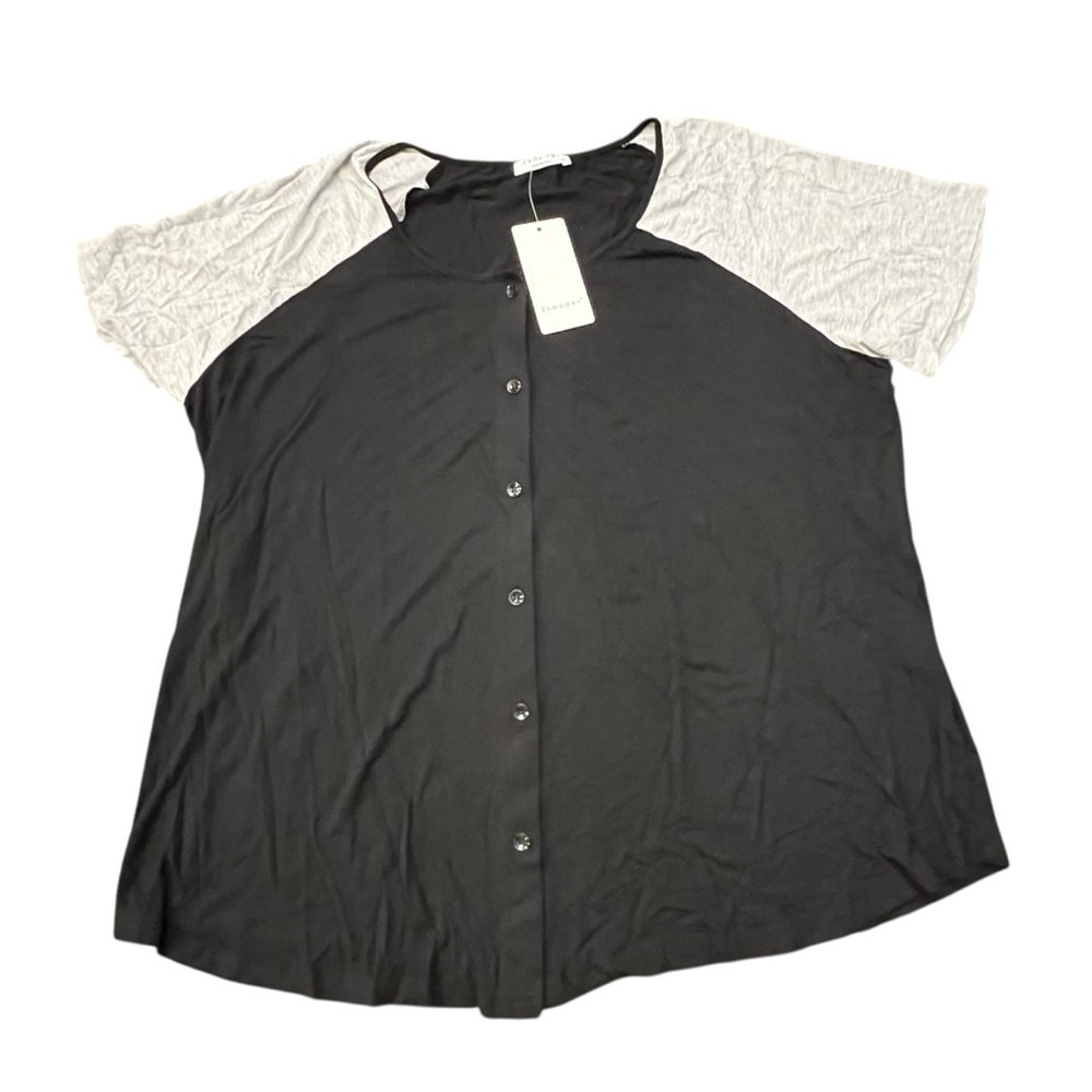 XL Ekouaer Slinky Button Down Shirt Black Grey Baseball Soft Stretch‎ Loose NEW